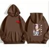 Anime-Inspired Oversized Hoodie With Ribbed Hem Unisex Sweatshirt Fall Casual Wear