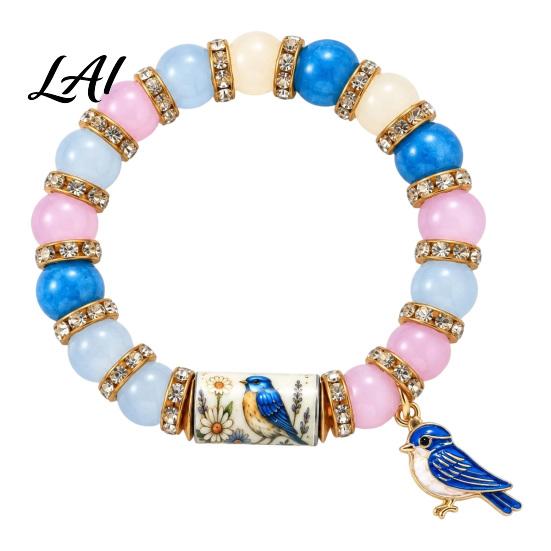 Cute Owl Cat Bird Bracelet Stretch Deer Beaded Bracelet Retro Animal Bead Bull Skull Birthday Present for Her Elastic Boho Women Autumn Holiday