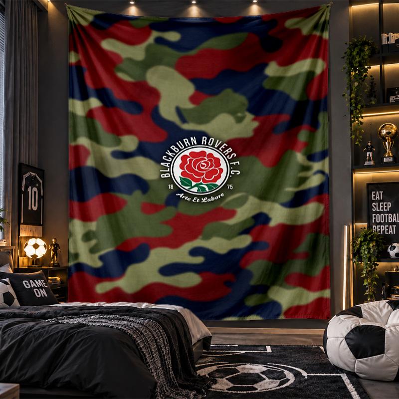 Wall Hanging Tapestry Blackburn Rovers Football Print Cloth for Living Room Bedroom Home Decor