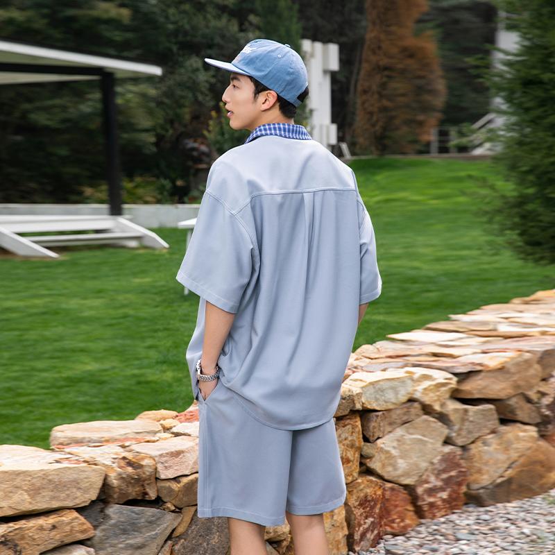 Summer Denim Set for Men's Women 2 Piece Casual Short Sleeve Boxy Shirt Tops and Shorts Pants Lounge Sets Outfits