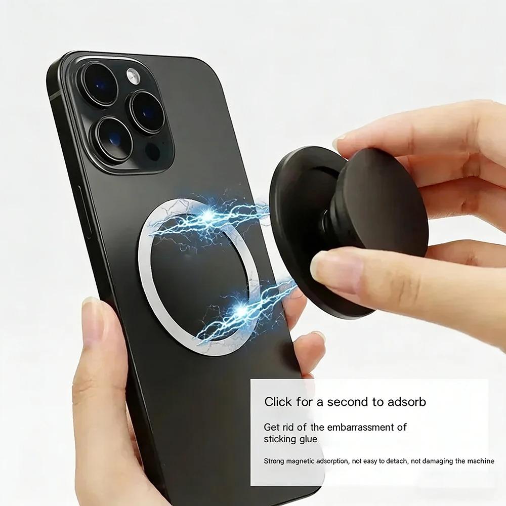 Adjustable Self-adhesive Magnetic Phone Holder: Grip & Expanding Stand for iPhone, Samsung & Mac Series