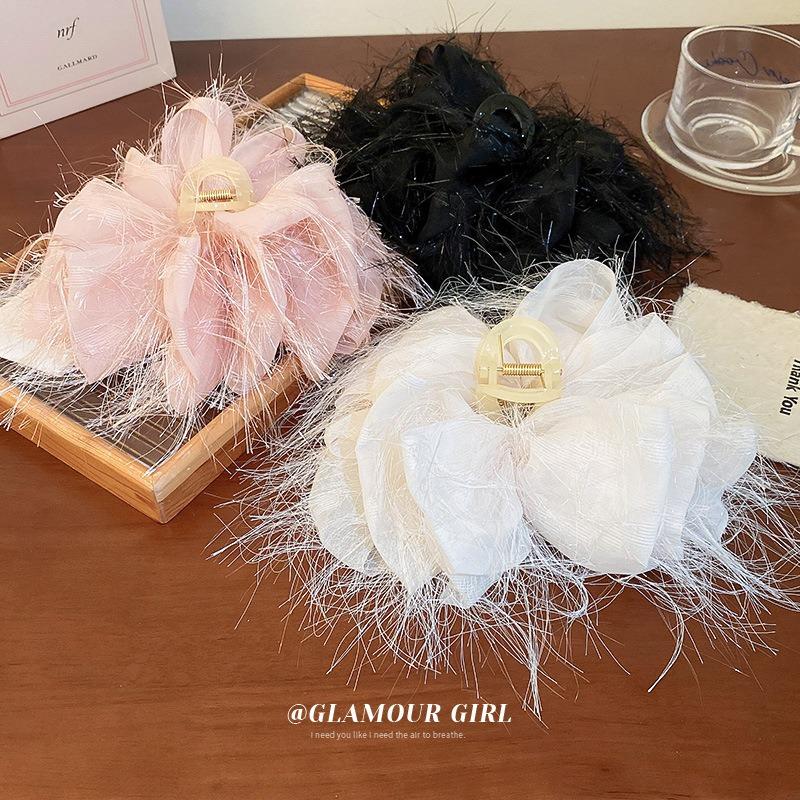 Stoff Mesh Haar Clip Frauen Süße Mode Multi-schicht Fliege Haar Krallen Einfarbig Hochzeit Haar Zubehör Geschenke