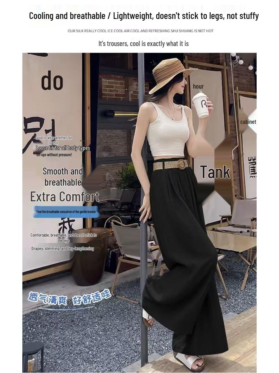 

Bohemian High-Waisted Wide-Leg Cotton Linen Feel Floor-Length Pants with Free Belt - Plus Size Women s Retro Style. M (40-50kg) чёрный