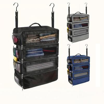Large Capacity Foldable Travel Storage Bag Multifunctional Nylon Cloth Hanging Organizer Wardrobe Clothes Multi-Layer Bag