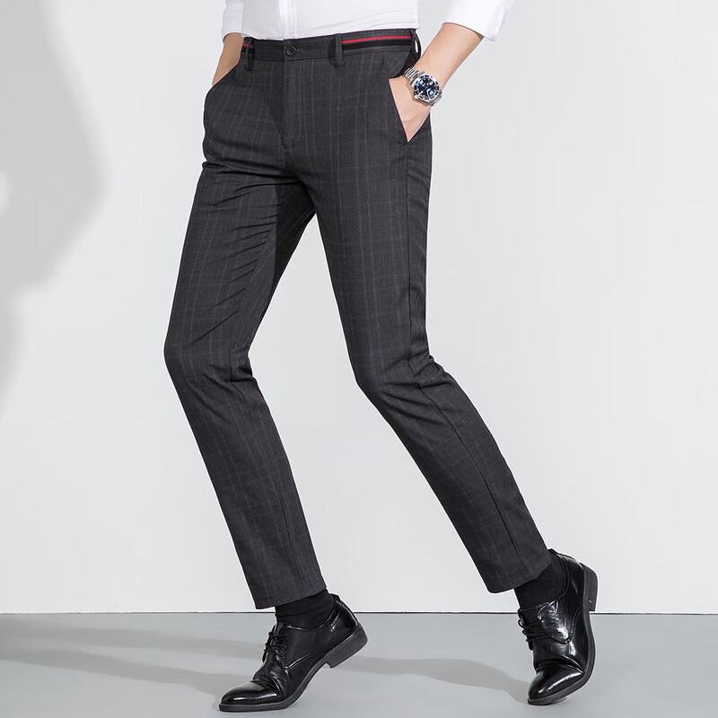 MONTAGUT Elegant Striped Casual Trousers with Splicing Detail