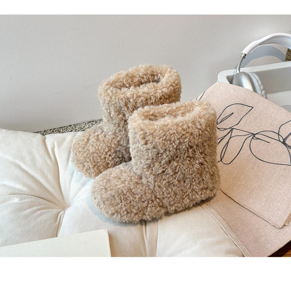 Winter New Style Girls' Lamb Fashion Children's Hairy Shoes Boys' Plush Boots Warm Short Boots Children's Shoes