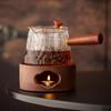 Walnut Tea Candle Set: Glass Pot for Flower & Fruit Infusions - Ideal for Beauty Salons & Afternoon Tea