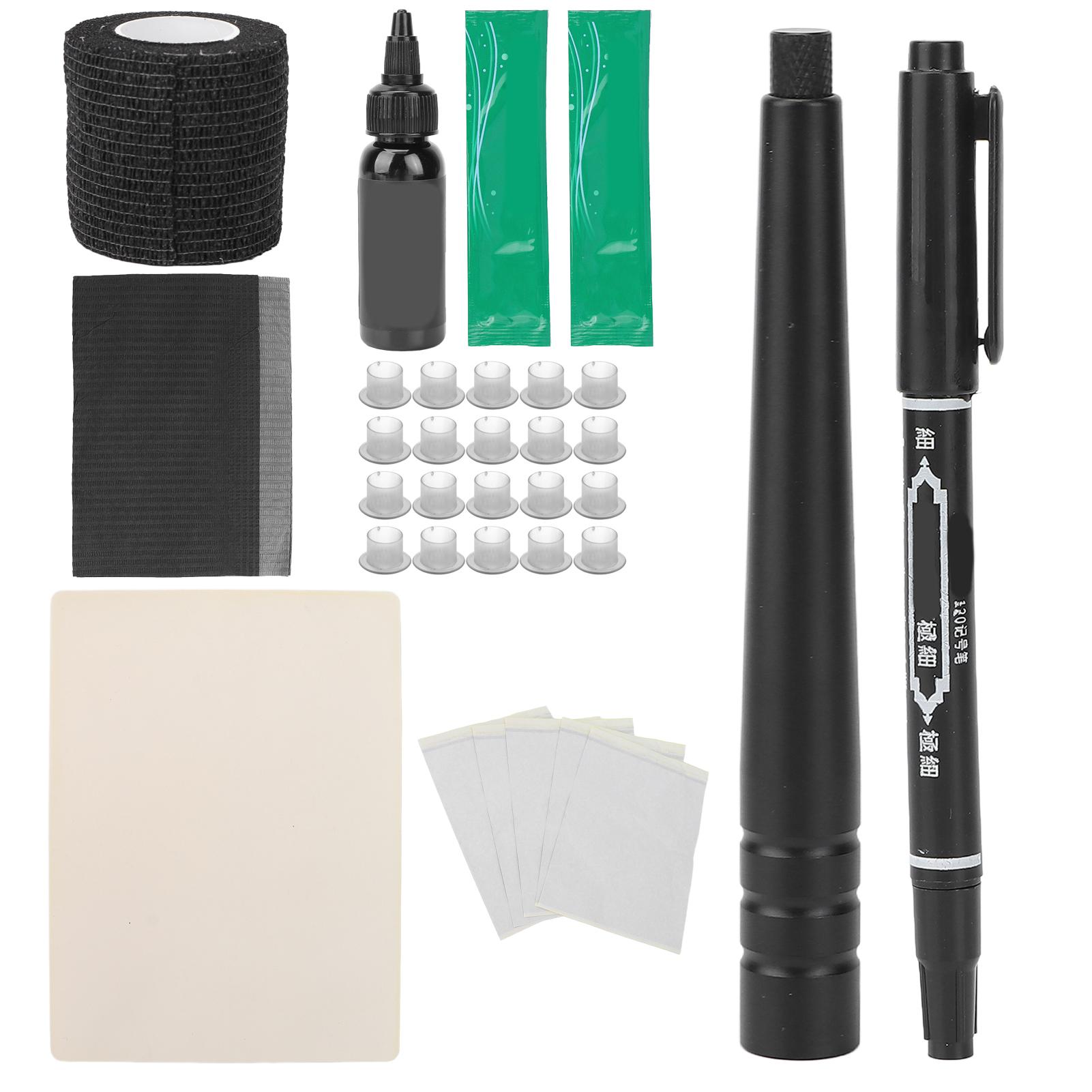 

Профессиональный набор ручек для татуировок из алюминиевого сплава для начинающих, практикующих набор для самостоятельной татуировки, черный