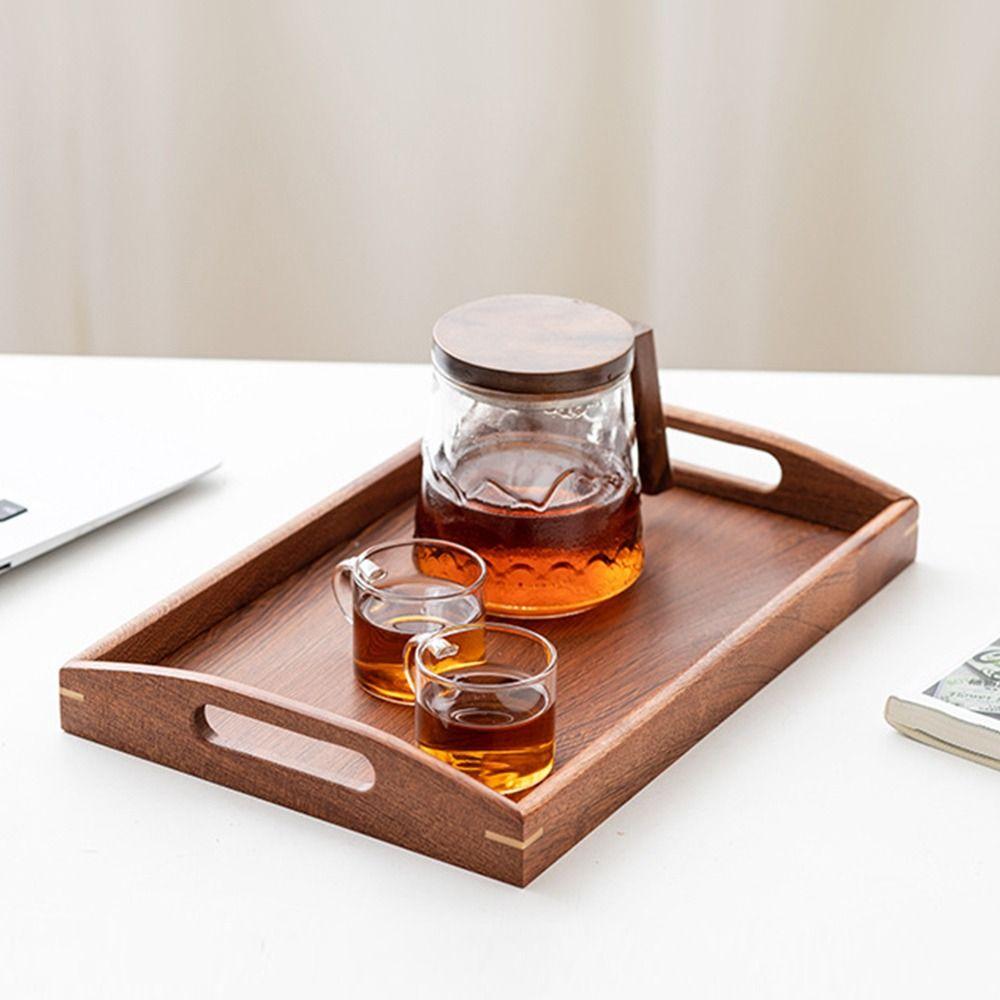 Heavy Duty Wooden Trays Ebony Food Plate New Storage Tray Fruit Snack