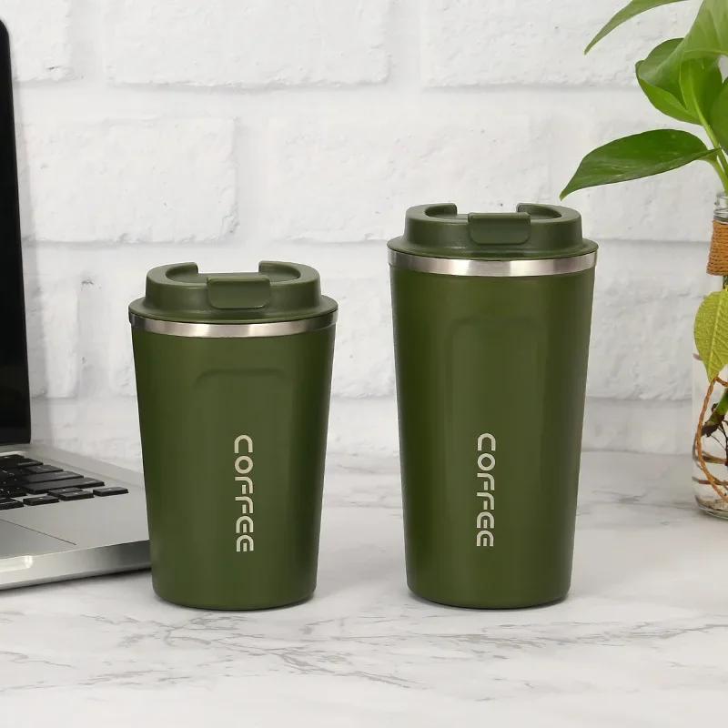 New 304 Stainless Steel Coffee Cup Thermal Mugs Leak-Proof Thermos Water Bottle Tea Coffee Mug Vacuum Insulated Bottle 380/510ML