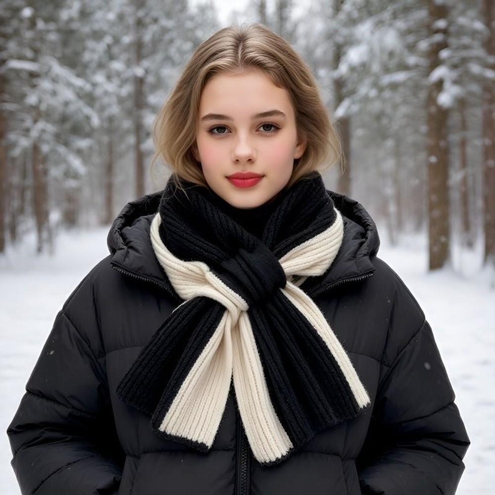 Cross Knit Knitted Scarf Mixed Color Winter Scarf Durable Cross Scarf Autumn Winter Wear