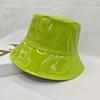 Women Hiphop Hat PU Leather Hat  Reversible Bucket Caps Solid Colors Female Gorros