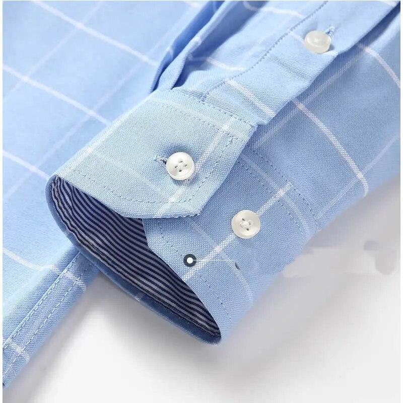 Formal Business Dress Shirts 100% Cotton Men's Long Sleeve Oxford Shirt Cotton Casual Collared Shirt