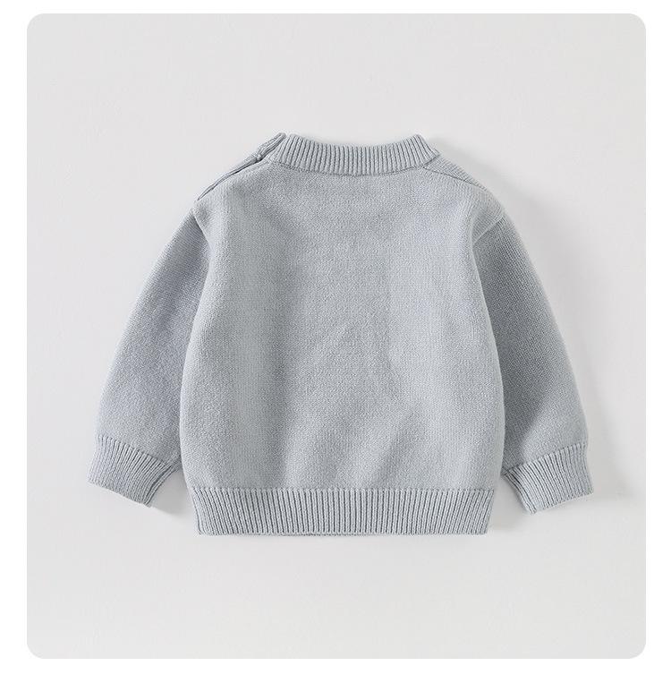 Korean Children's Animal Embroidery Boys' Sweater - Soft, Skin-Friendly Knitwear for Autumn/Winter