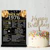 Trgowaul 50th Birthday Decorations Women Men, Black Gold Back In 1976 Birthday Poster Acrylic Table Sign with Stand, 50 Anniversary Decor Gifts for