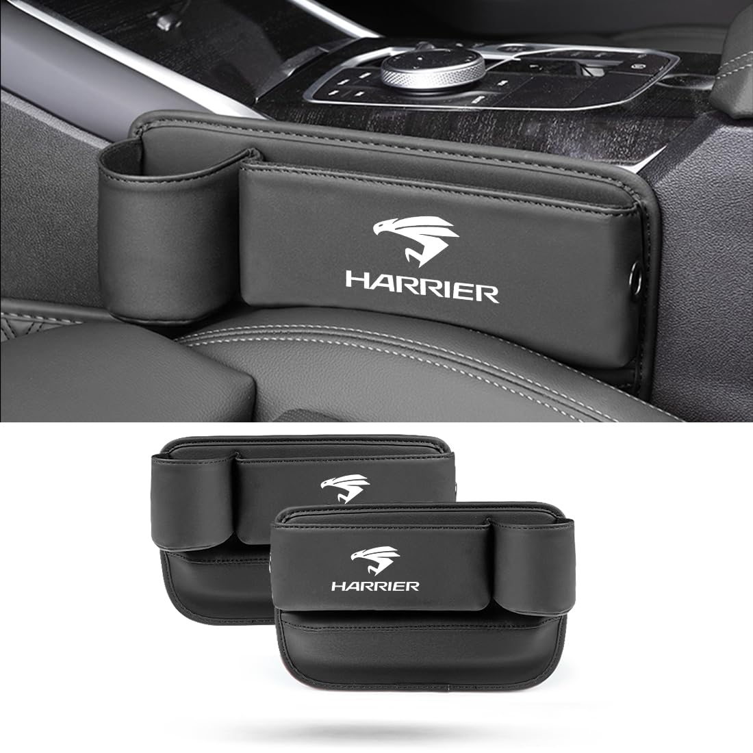

Боковые органайзеры для сидений для серий Harrier 30 60 и 80. Бокс для хранения с большой вместимостью и подставкой для напитков. Предотвращает падение мелких предметов из ПУ. Подходит для бутылок до 7 см. чёрный