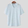 INCERUN Summer Oversized Men Lapel Neck Short Sleeve Print Casual Shirts
