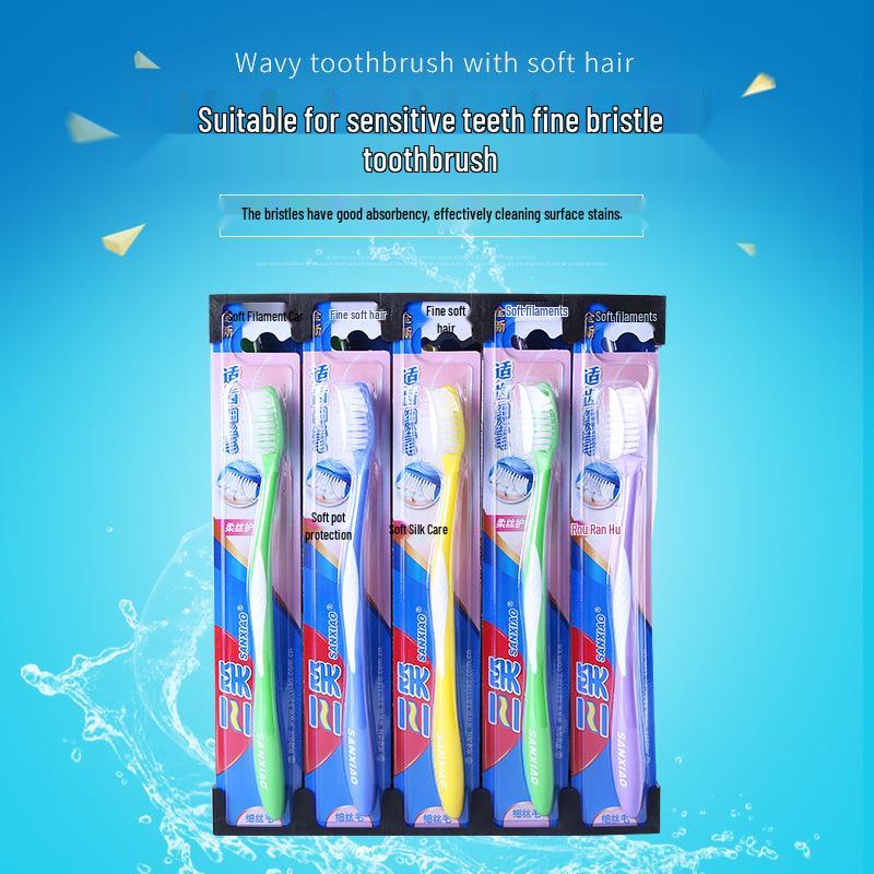 Sanxiao 998T Soft Bristle Toothbrush - Gentle on Gums, Ideal for Sensitive Teeth Length: 185mm, Brush Head: 30mm x 10mm