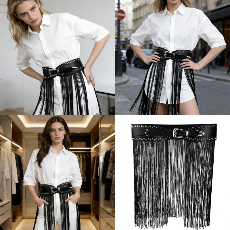 Cowgirl Fringe Belt Leather Tassels Belts Fashion Rave Harness Waist Belt Cowgirl Costume Accessories for Women