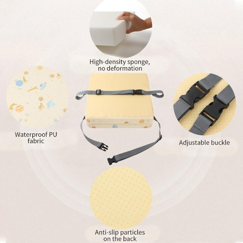 Booster Seat for Dining Table Printed Pattern Kids Booster Seat with Safety Buckles Anti-Slip Bottom Heightening Cushion