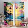 Set Of 2 Plane Printing Popular Curtain Panels Vibrant Flowers Palms Polyester Easy Install Without Rod Versatile All Use Curtains Made