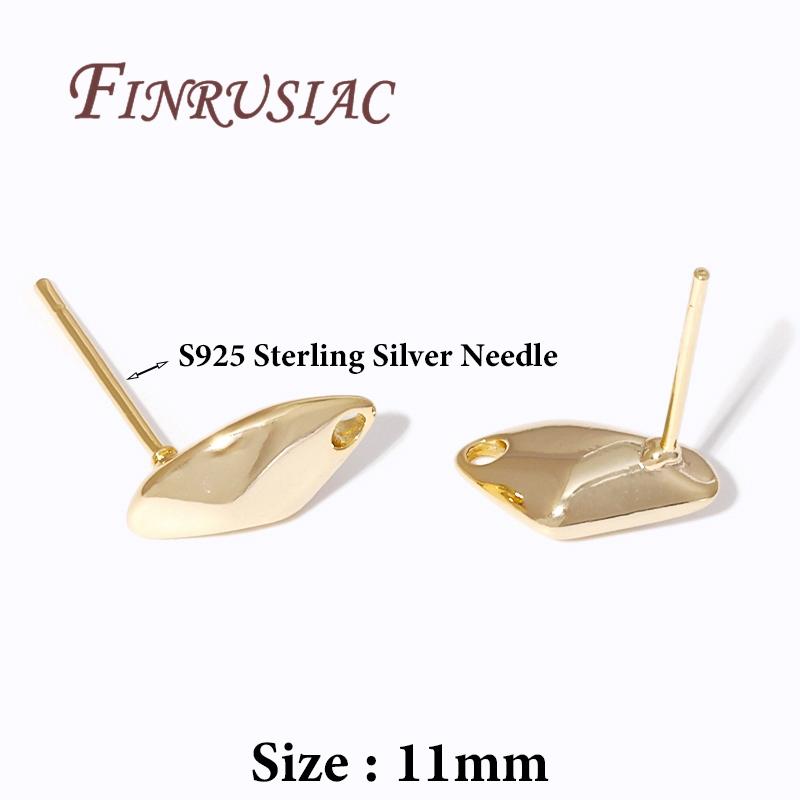 

S925 Sterling Silver Needle 14K Gold Plated Brass Post Earrings Stud Findings Earring Accessories 2 pcs