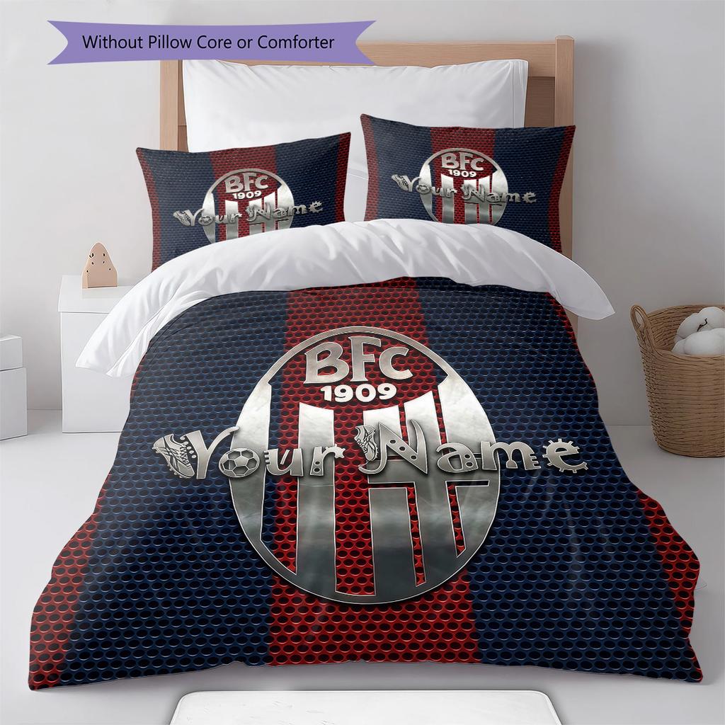 Bologna Fc Custom Name Pattern Bedding Quilt Set Quilt Cover Pillowcase Home Birthday Gift(1 * duvet cover + 2 * pillowcase, without core)