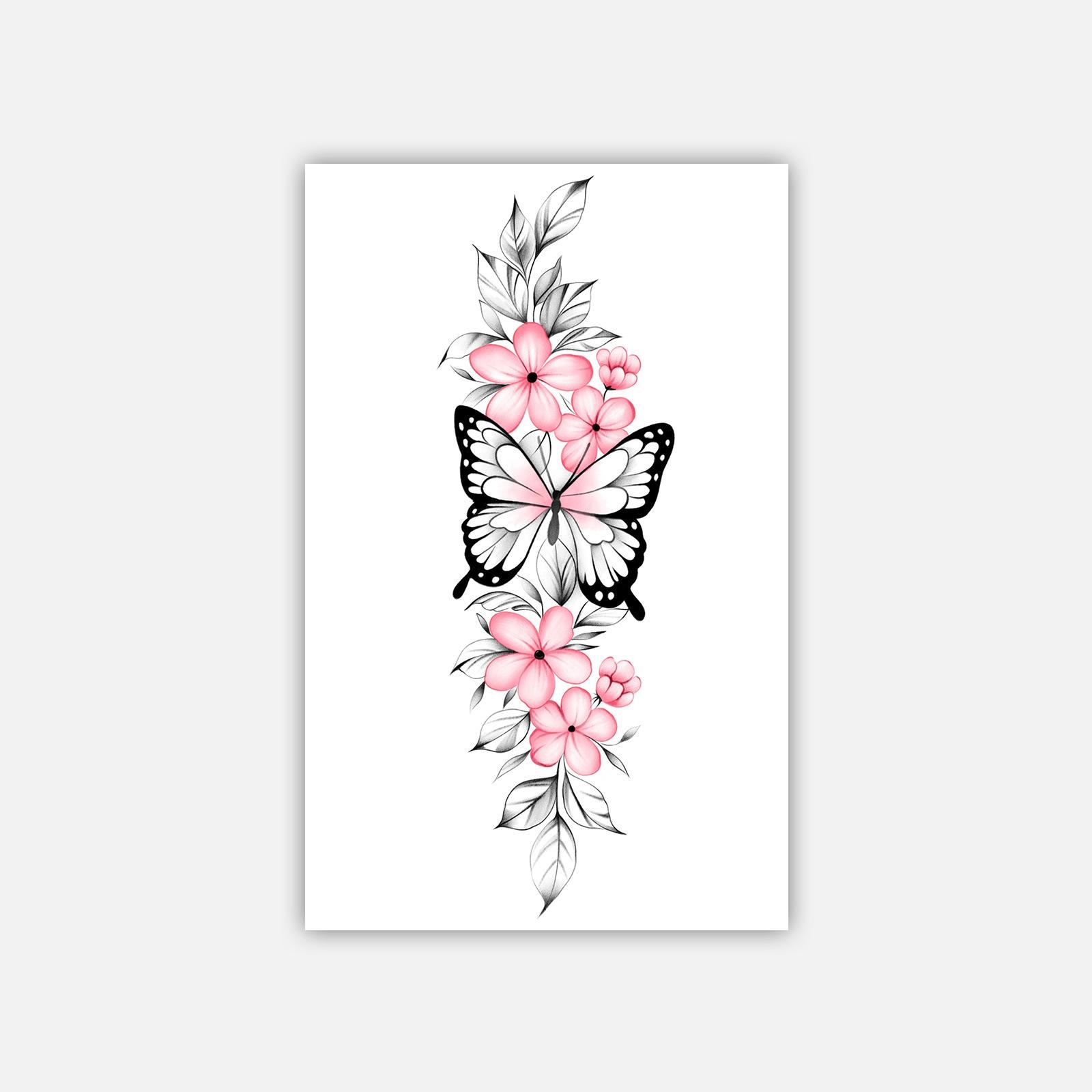 

Butterfly Flower Tattoo Sticker Waterproof Female Lasting Simulation, Advanced Sense Cherry Blossom Arm Semi-Permanent Sticker 12*19CM