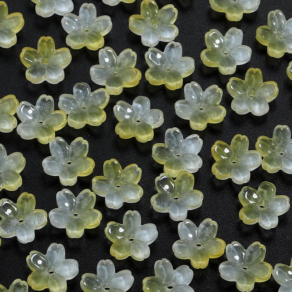 50pcs 10.5mm Cherry Blossom Lampwork Beads Colorful Glass Loose Bead For Jewelry Making DIY Crafts Bracelet Necklace Accessories