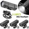 2-10PCS Bike Headlight USB Rechargeable Bicycle Headlight Waterproof Bike Handlebar Light 3 Modes for Night Riding