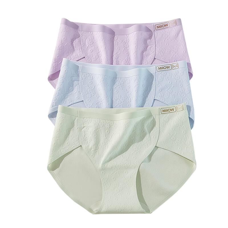 MaoRen Women's Cotton Breathable Anti-Bacterial High-Cut Briefs (3-Pack)
