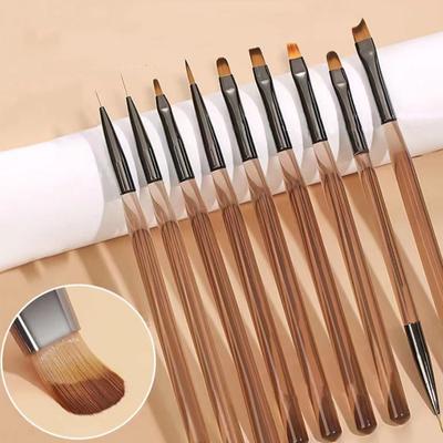 9 Stück/Set Nail Art Pinsel Acryl UV Gel Verlängerung Malpinsel Stift Nagel Französische Streifen Linien DIY Maniküre Zubehör Werkzeug