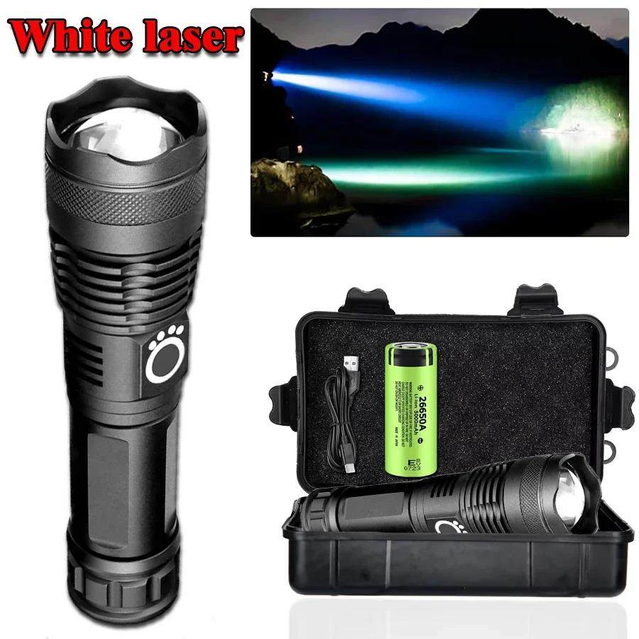 Super Bright Flashlight USB Rechargeable LED Long Range Tactical Torch Outdoor Waterproof Camping Fishing Lamp Use 26650 Battery