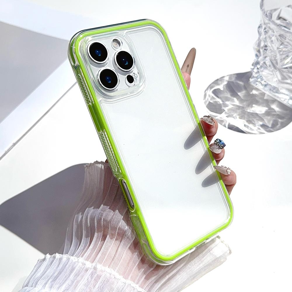 2 IN 1 Clear Candy Color Case for For Iphone 16E 1 14 Plus 13 12 11 17 Pro Max Shockproof Bumper Protective Cover Phone Accessories
