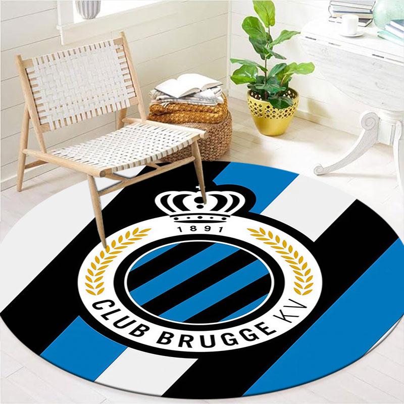 Club Brugge KV Round Area Rug,Carpet Rug for Living Room Bedroom Sofa Playroom Decor,Non-slip Floor Mat