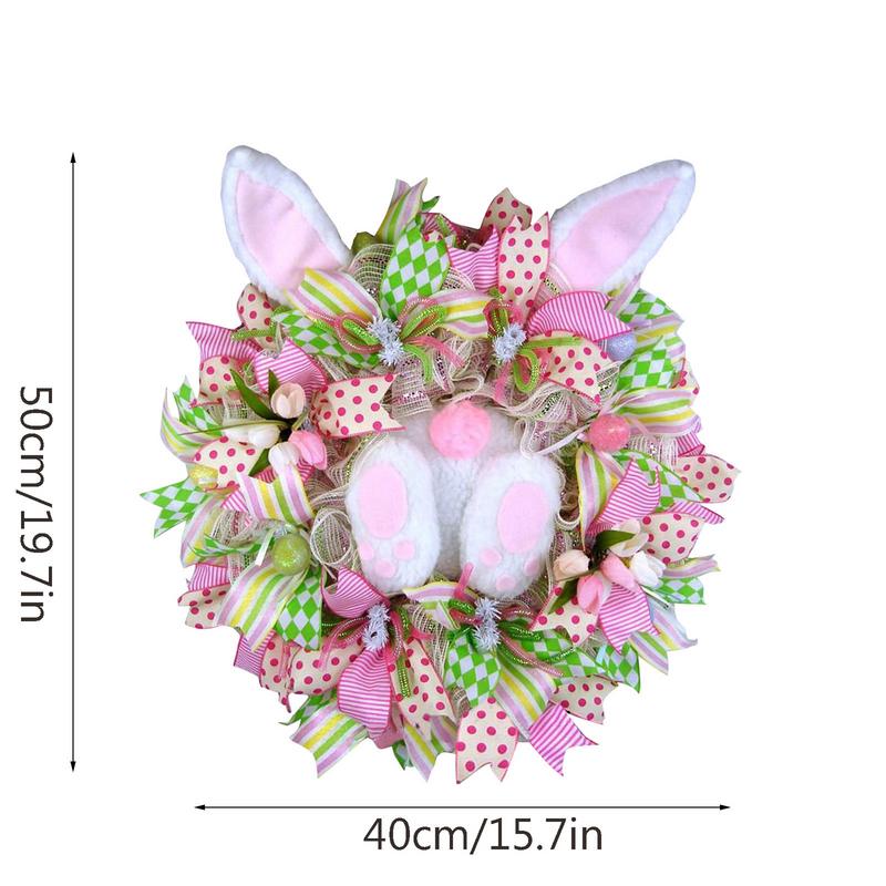 Easter Rabbit Wreath Decor For Front Door Easter Bunny Door Wreath Bunny Gnome Design Farmhouse Wreath Spring Outdoor Garland