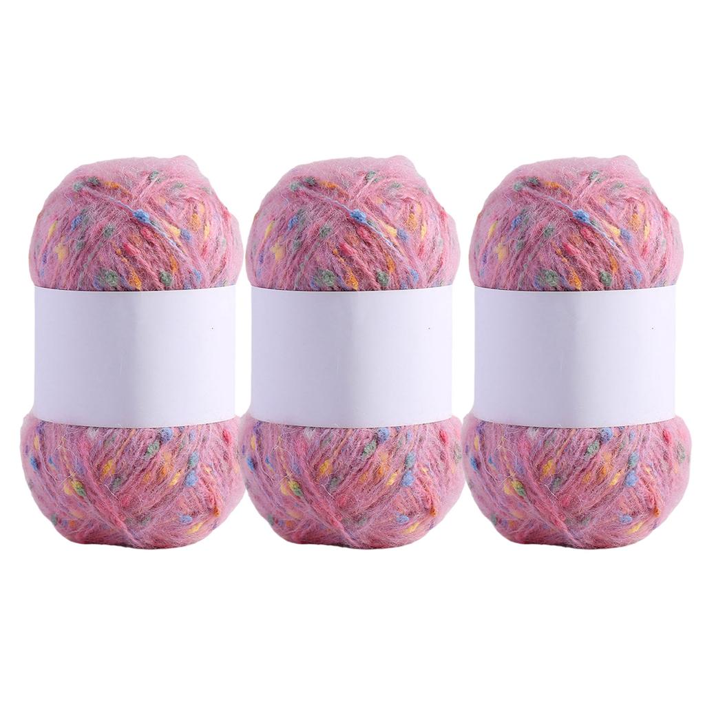3 Rolls Comfortable Crochet Thread Rainbow Color Dot Mohair Yarn Hand Knitting Yarn Soft Yarn for Hat Blankets Scarves