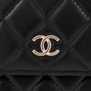 Chanel WOC Calfskin Gold Metal Card Holder Shoulder Bag, Crossbody Bag Mini Women's Black AP1839-B04327-94305