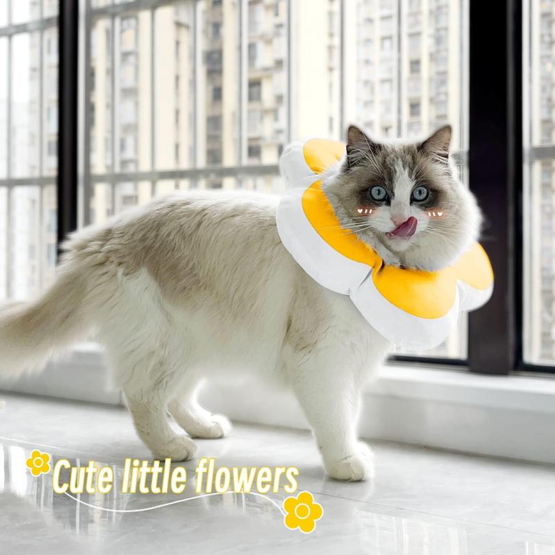 Cat Dog Recovery Collar Cute Flower Cone Elizabethan Collar for Small Medium Dogs Cats Anti-Bite Lick Adjustable Pet E-Collar