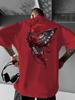 Men's Summer Floral T-Shirt - Mustard-Yellow with Black/Red Roses - Loose Fit Casual Everyday Shirt