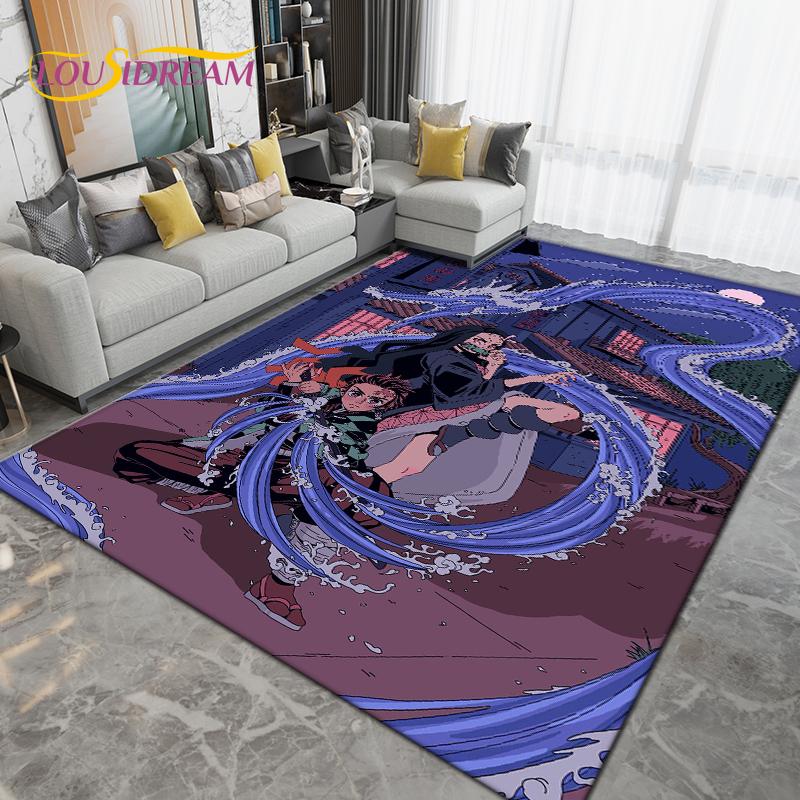 Cartoon Demon Slayer Area Rug Large,Carpet Rug for Living Room Children's Room Decoration,Kids Play Crawl Non-Slip Floor Mat