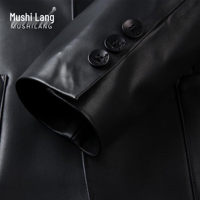 MushiLang Men's First-Layer Sheepskin Leather Blazer