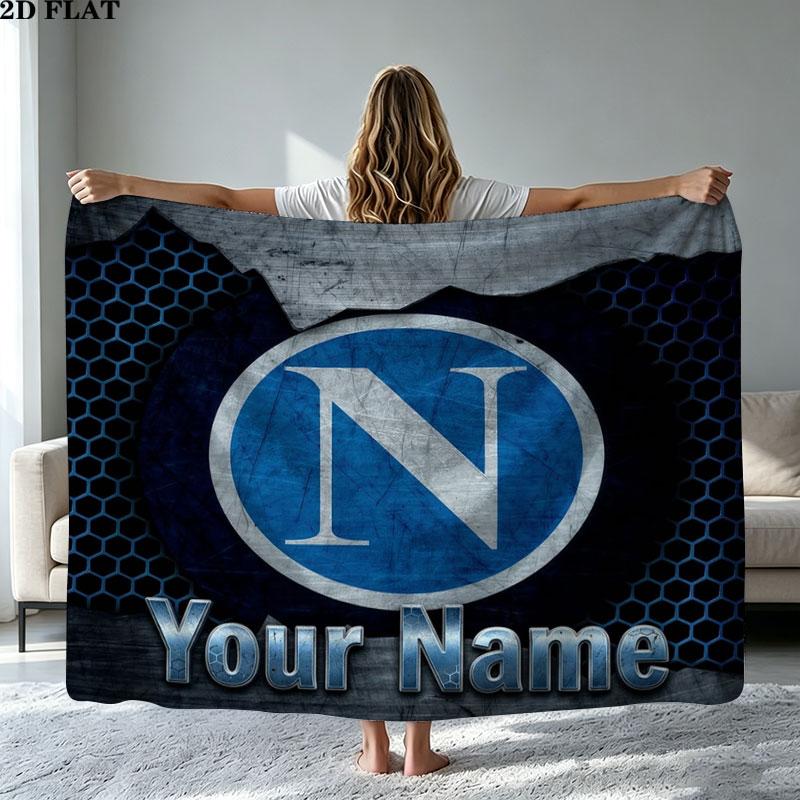 1PC SSC Napoli Custom Name Patterned Flannel Blanket Suitable For All Seasons for Home Decor Warmth and Comfort Gifts Holiday Present