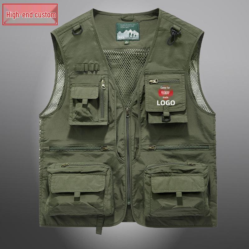 Men's Custom Logo Multi-Pocket Outdoor Fishing & Photography Vest