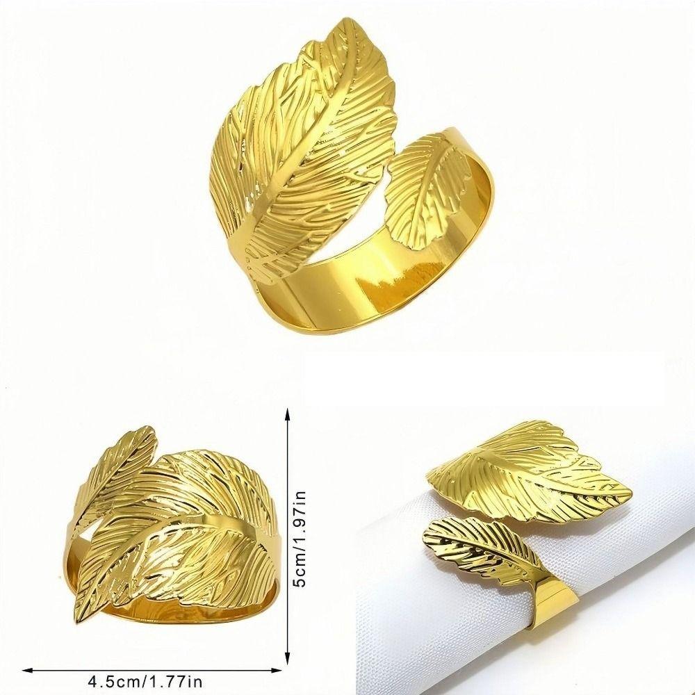 Metal Napkin Ring Buckles Gold Leaf Dinning Table Decoration  for Wedding Birthday Party