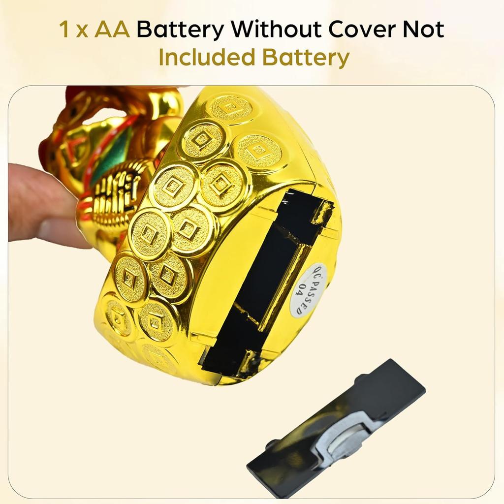 Decorative Showpiece –Feng Shui Cat Sitting On Money Ingots |Golden Waving Hand Cat |Symbol of Good Luck, Wealth, Health & Happiness