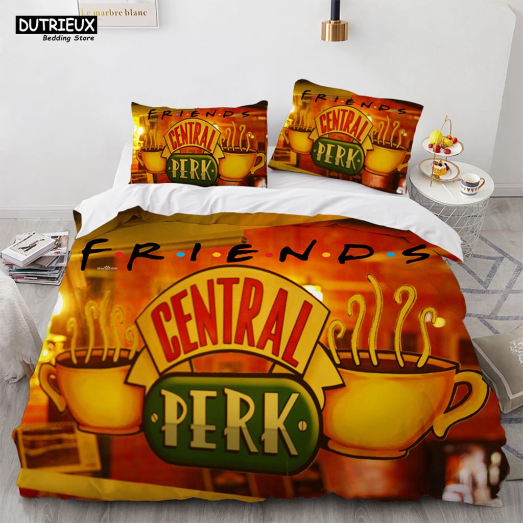 Neue Freunde Sets Bettbezug mit Kissenbezug Twin Full Queen King Doppel Einzelgröße Bettbezug Frauen Erwachsene Teenager Bettwäscheset