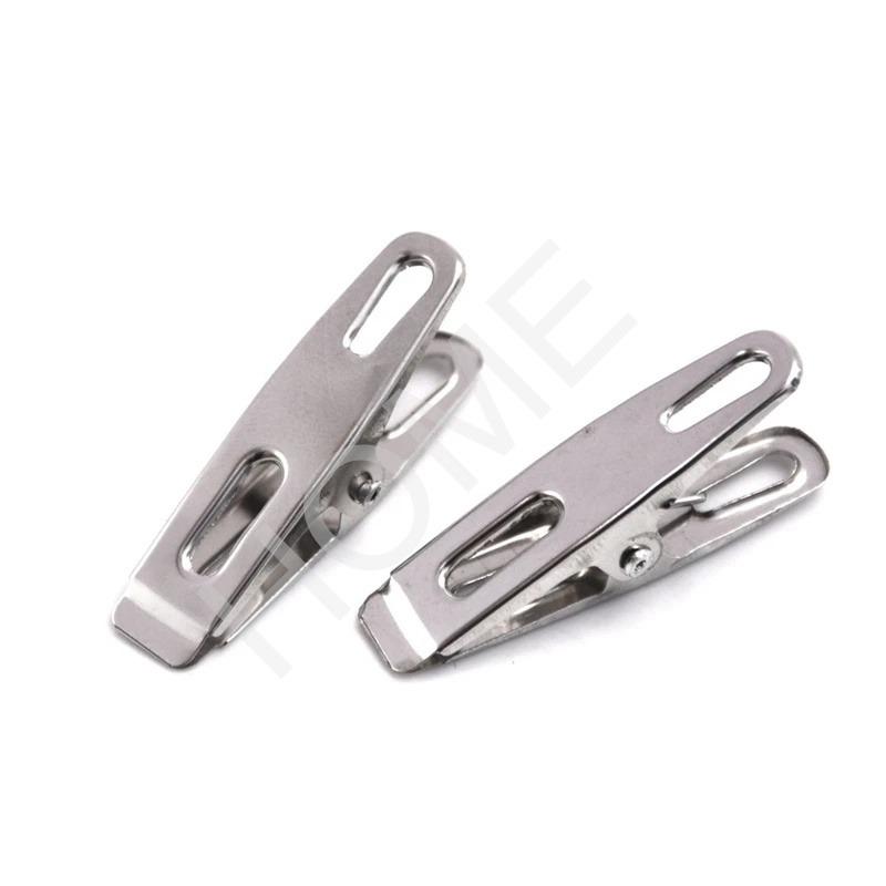 20 Pcs Stainless Steel Flat Mouth Clip of Multifunctional Clothes Clip Small Clothespin Powerful Windproof Clip