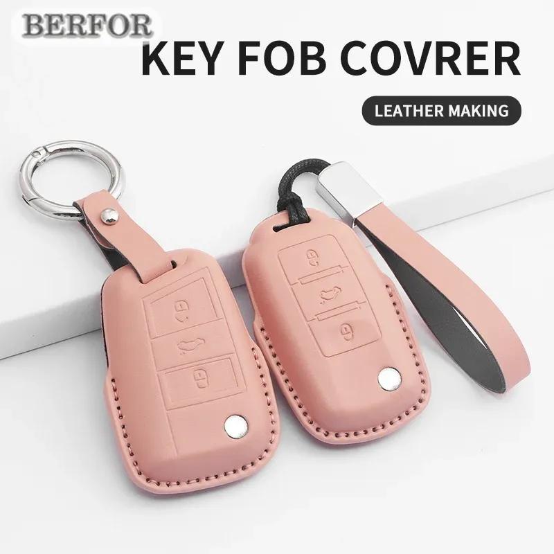 Car Key Cover For VW Volkswagen MK7 Golf 7 Passat Tiguan MK2 For SEAT Ateca Leon FR 2 PU Car Key Protector Shell Accessories