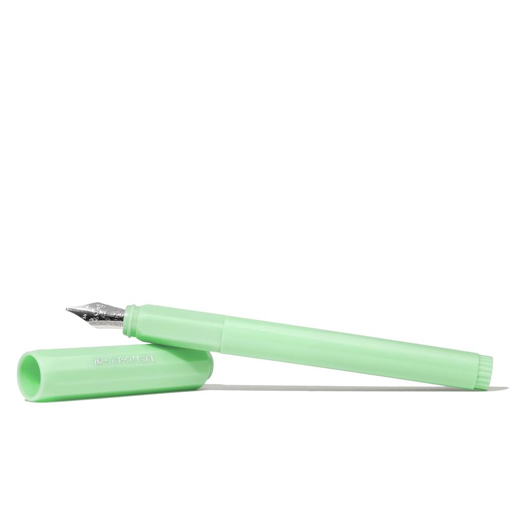 Ferris Wheel Carousel Fountain Acrylic Blend Air Seal Click Lock Lost In the Mint Medium Press, Pen, Body, Cap, Leaf, Green, Nib.